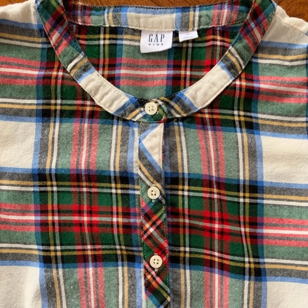 Gap Kids Girl's Plaid‎ Flannel Peplum Top Shirt Holiday Christmas Size 10